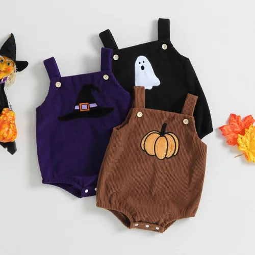 Vista 6 de Disfraz de calabaza para bebé, niña, niño, disfraz de Halloween, mameluco de punto, ropa de otoño e invierno
