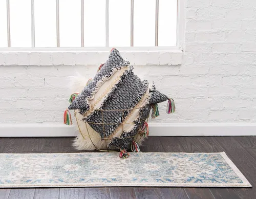 Vista 4 de Unique Loom Salzburg Collection - Alfombra clásica de diseño tradicional oriental con borde (2 pies x 6 pies, color beige/azul)