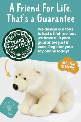 Vista 7 de Living Nature Animal de peluche de oso polar Animal esponjoso Regalo de juguete suave para niños 18 pulgadas