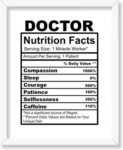 Vista 72 de Poster Master Póster de Etiqueta - Impresión Divertida Retro - Regalo para Médico, Amigo - Datos Nutricionales del Doctor, MD, Médico, Apreciación