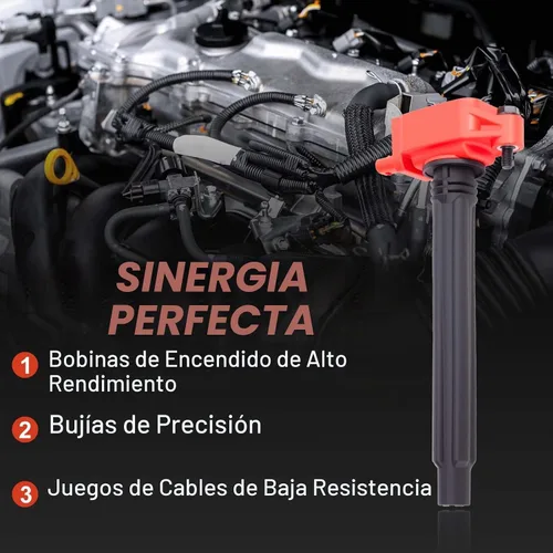Vista 6 de Juego de 4 bobinas de encendido, bujías, conector, kit de juntas de tapa de válvula