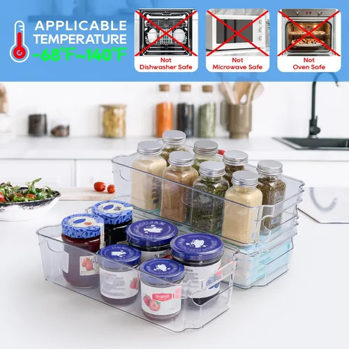 Vista 2 de JollyPack Paquete de 8 cubos de almacenamiento de plástico transparente, organizadores de despensa y almacenamiento con asas, contenedores