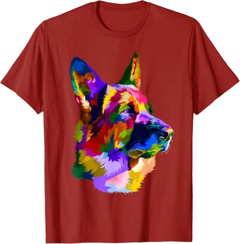 Vista 47 de Camiseta con retrato de pastor alemán para dueños de perros, Negro, S