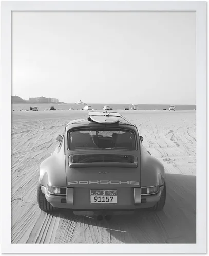 Vista 15 de Poster Master Póster de piernas sexys en coche clásico, impresión de mujer con tacones altos, arte femenino, ilustración en blanco y negro