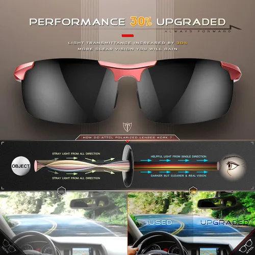 Vista 5 de ATTCL Men's Fashion Driving Polarized Sunglasses for Men - Al-Mg metal Ultralight Frame