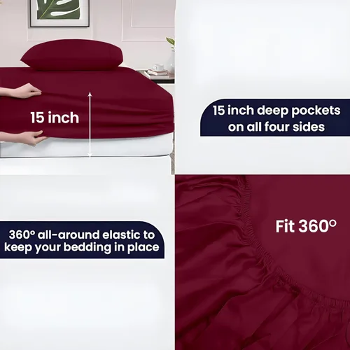 Vista 5 de SGI bedding Juego de sábanas de 1000 hilos California King - 100% de sábanas de algodón egipcio – Ropa de cama de lujo de bolsillo profundo de 16