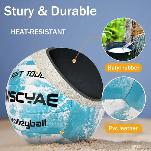 Vista 4 de Balones de voleibol de tamaño oficial 5, suaves al tacto para niños, jóvenes y adultos, voleibol para interiores y exteriores, para principiantes