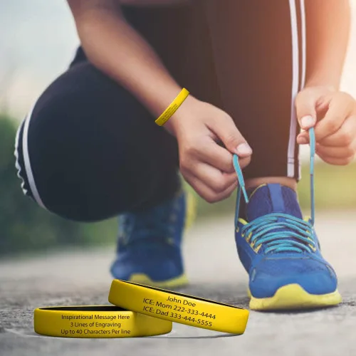 Vista 5 de Pulsera de identificación de alerta resistente al agua, personalizada, para hombres, mujeres y niños
