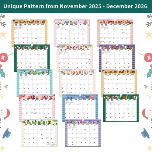 Vista 4 de Calendario de pared 2026, calendario en espiral colgante, papel de pared de noviembre de 2025 a diciembre de 2026, grosor de 11 x 8.5 pulgadas