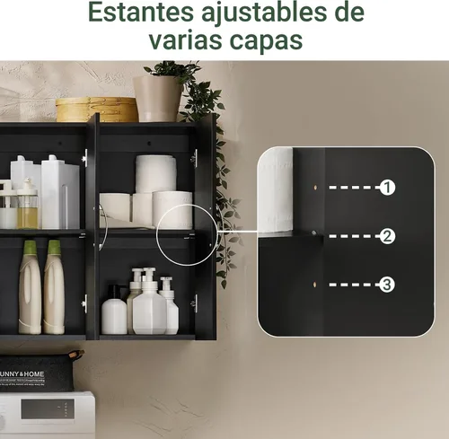 Vista 7 de Haotian Armario de pared para cuarto de lavado, gabinete de medicinas de almacenamiento para baño, cocina, garaje, torre de lino para baño, gabinete