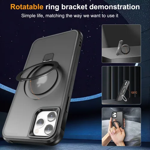 Vista 5 de CHAOFEnG Funda compatible con iPhone 11 Pro Max con soporte, color negro Fundas delgadas de grado militar para iPhone 11 Pro Max con soporte