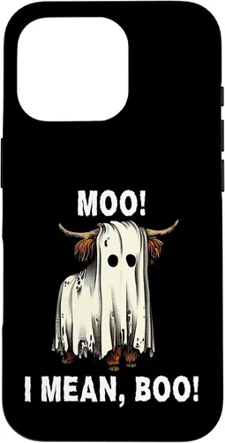 Vista 20 de iPhone 16 Funny Ghost Highland Cow Halloween Moo I Mean Boo Men Women Case