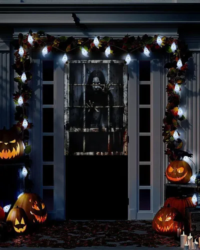 Vista 6 de Yigney 2 piezas de decoración aterradora de Halloween para ventana Fantasma femenino