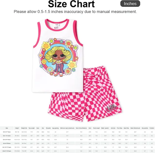 Vista 7 de L.O.L. Surprise! Conjunto de ropa para niñas, camiseta sin mangas y pantalones cortos con estampado de muñeca