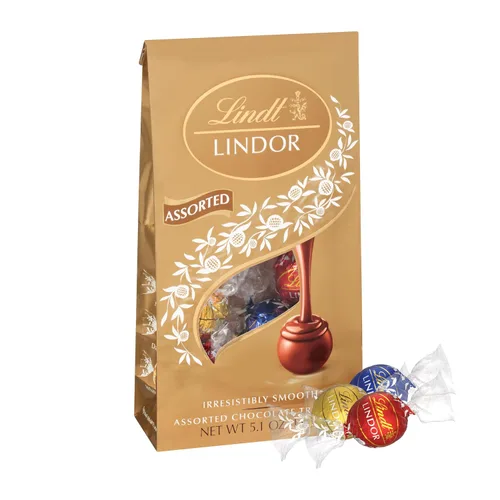 Vista 17 de Lindt Lindor - Trufas de chocolate surtidas de caramelo, bolsa de 15.2 onzas