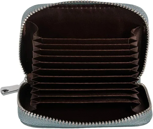 Vista 5 de Cartera de piel con cremallera para mujer bloqueo RFID
