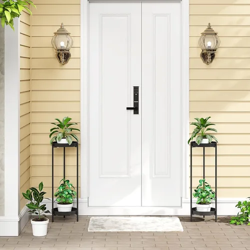 Vista 8 de Soporte para plantas alto de 2 niveles - Estante porta macetas de metal de 30" para interiores y exteriores para múltiples plantas, estante