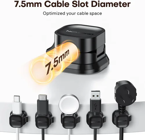 Vista 5 de Paquete de 6 organizadores de cables, [1s Lock Dual Spring] Clips adhesivos para cables - OMOTON Cable Holder Clips de alambre, gestión de cables