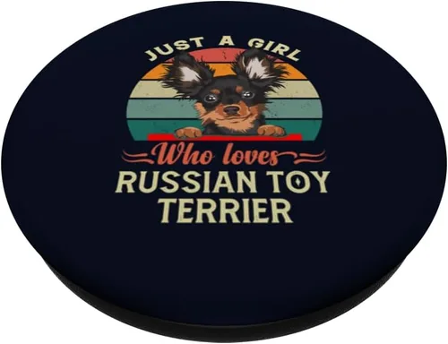 Vista 2 de Just A Girl Who Loves Russian Toy Terrier Dog Retro Vintage PopSockets intercambiables PopGrip