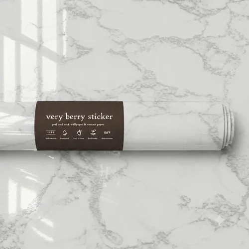 Vista 12 de Papel de contacto de mármol Very Berry Sticker (Gris claro piedra, 24" x 78") Envoltura de encimera gruesa y premium, despegar y pegar, vinilo