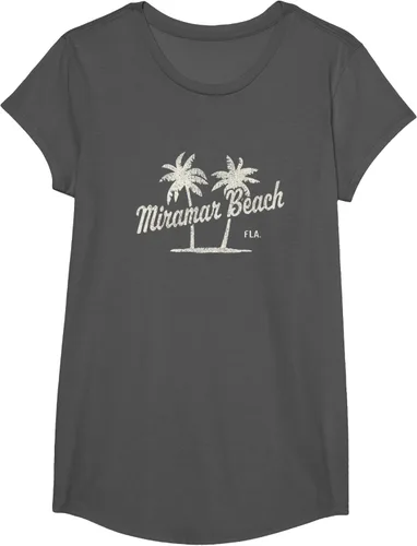 Vista 40 de Miramar Beach Florida Vintage 70s Palm Trees - Camiseta gráfica, Azul / Patchwork, S
