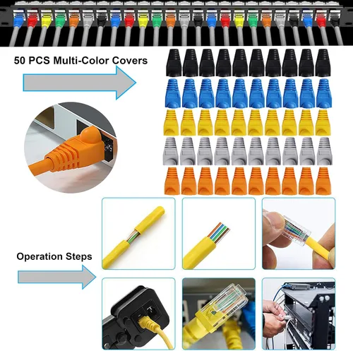 Vista 5 de TAIWAIN Kit de herramientas para pelacables de crimpado de red RJ45 Cat5/Cat6/Cat7 6P/8P/4P RJ11/RJ12/Juego de cortadores de reparación de cables
