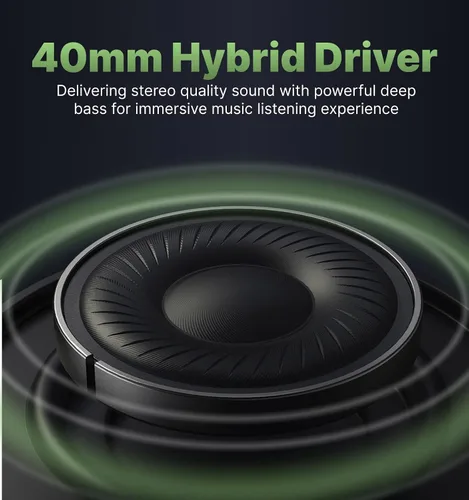 Vista 5 de Hmusic MS04 Auriculares Bluetooth con cancelación activa de ruido sobre la oreja 4-Mic Hybrid -40dB ANC Bluetooth Headset, 2-ENC Mic, 80H