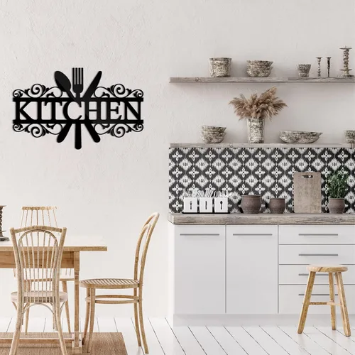 Vista 5 de Spakon Calcomanías de pared para cocina, calcomanías acrílicas, decoración de pared de cocina, decoración de espejo 3D para comedor y hogar (negro)