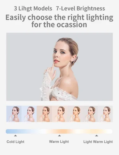 Vista 11 de Viozon Soporte extensible para selfie con rotación de 360° con soporte para teléfono, recargable e inalámbrico, plegable, luz LED de 7 brillos