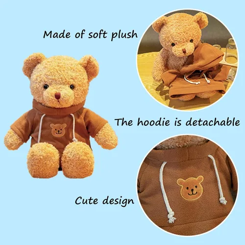Vista 5 de Oso de peluche de 11.8 pulgadas, animales de peluche suaves, lindo muñeco de oso de peluche para niños y niñas (azul)