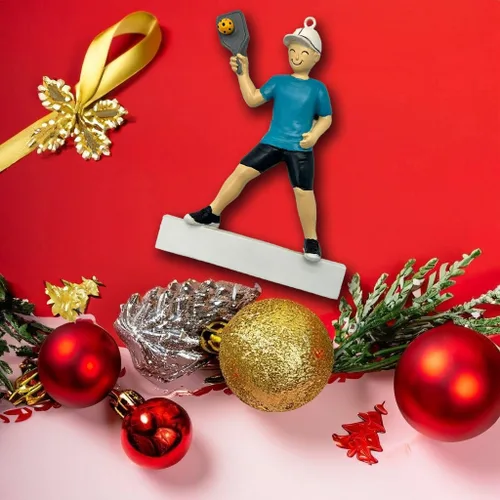 Vista 6 de Regalo de pickleball – Regalo de jugador de pickleball para hombres – Papá Abuelo Entrenador – Adorno de árbol de Navidad