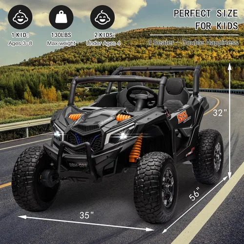 Vista 4 de MOLACHI juguetes de paseo de 24 V para niños grandes, UTV eléctrico para niños de 4 ruedas con ruedas EVA, vehículos de control remoto para niños