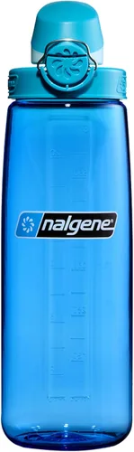 Vista 18 de Nalgene Sustain Tritan Botella de Agua On The Fly Sin BPA Fabricada con Material Derivado del 50% de Residuos Plásticos, 24 OZ, Azul con Aqua