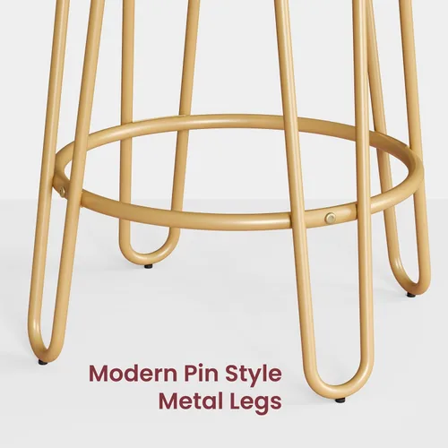Vista 7 de Yaheetech - Juego de 2 taburetes de bar, taburetes de terciopelo con patas de metal dorado, color negro Counter Height Bar Stools with Foam Seats