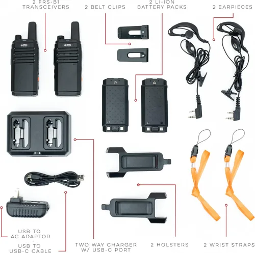 Vista 2 de BTECH FRS-B1 Paquete de 2 FRS Business, Walkie Talkies para adultos, NOAA, radio bidireccional de alto rendimiento. Kit completo con kit