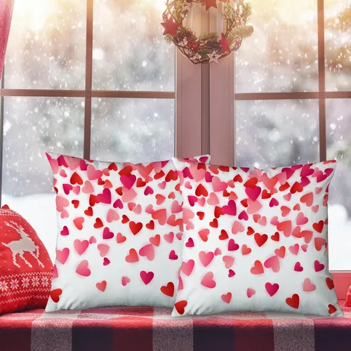 Vista 2 de Juego de 2 fundas de almohada de corazón para el día de San Valentín de 20 x 20 pulgadas, regalos románticos de San Valentín, Día de la Madre