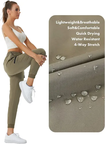 Vista 3 de Pantalones deportivos versátiles de senderismo para mujer, de secado rápido, con bolsillos tipo cargo, para atletismo, entrenamiento, ropa