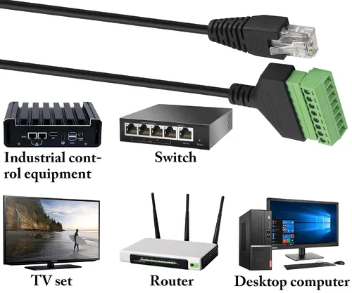Vista 7 de Adaptador de terminal de tornillo RJ45 macho a 8 pines RJ45/8P 8C, extensor de cable Ethernet Cat5 a 8 pines, terminal de tornillo sin soldadura