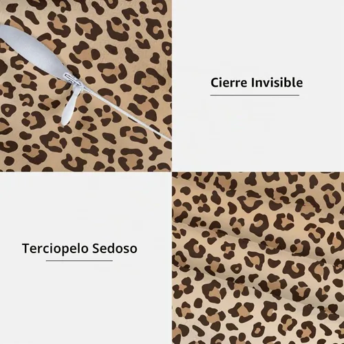 Vista 5 de Perinsto Juego de 2 fundas de almohada con estampado de leopardo, fundas de almohada decorativas con textura de piel animal, fundas de cojín suaves