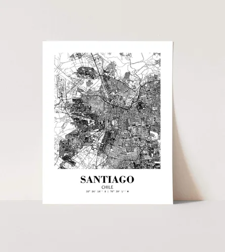 Vista 3 de Eleville 8x10 Unframed Santiago Chile City View Abstract Road Modern Map Art Print Poster Wall Office Home Decor Minimalist Line Art Hometown