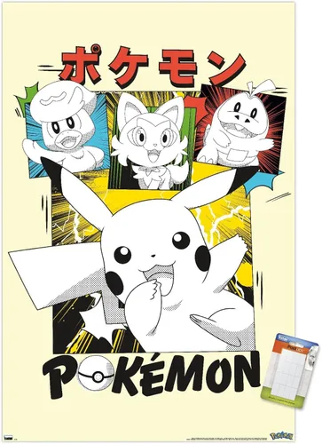 Vista 12 de Trends International Pokémon - Póster de pared de anime Sonrisas, 22.4 pulgadas de largo x 14.7 pulgadas, versión enmarcada de madera de granero