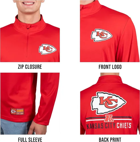 Vista 4 de Ultra Game Men's NFL Official Super Soft Quarter Zip Long Sleeve T-Shirt