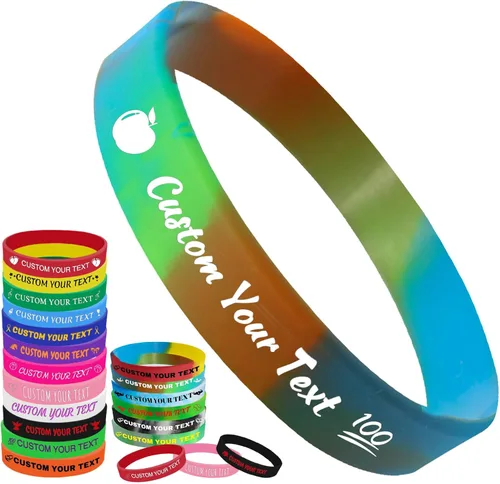 Vista 19 de Pulseras de silicona personalizadas Pulseras de goma de aduana a granel para eventos con texto de logotipo, pulseras personalizadas, regalos