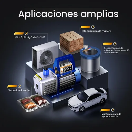 Vista 6 de VIVOHOME Bomba de vacío de aire de paletas rotativas de una etapa, 110V, potencia de 1/4 HP, 3.5 CFM con botella de aceite HVAC Vacuum Pump for