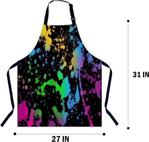 Vista 2 de Delantal de cocina abstracta con salpicaduras de acuarela para mujeres y hombres, delantal ajustable para chef, panaderos, delantal de cocina