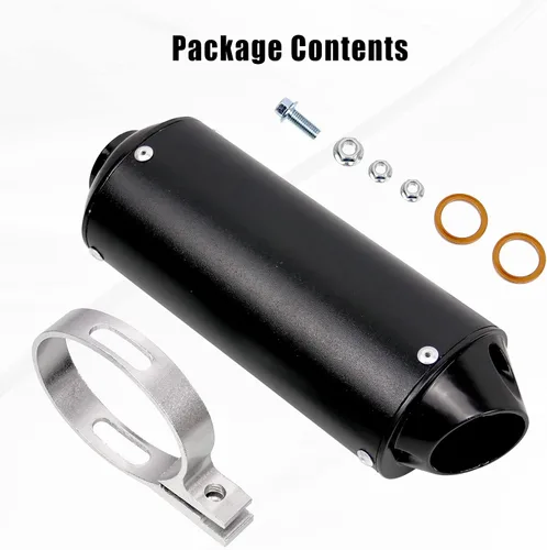Vista 5 de Sporacingrts Silenciador de escape negro de 26 mm 1.02 pulgadas, silenciador para moto de tierra Compatible con QUAD ATV 4 Wheeler Dune Buggy, moto