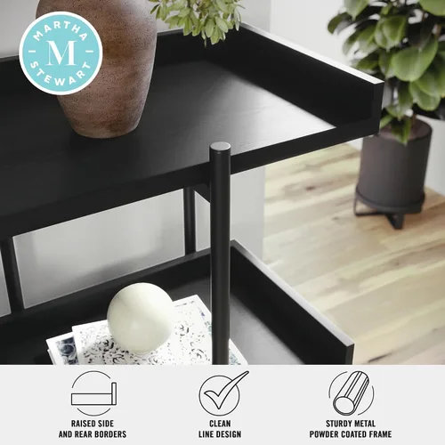 Vista 9 de Martha Stewart Emmett - Estantería de 3 estantes con marco de metal vertical, unidad de almacenamiento para oficina en casa, 35 pulgadas de alto