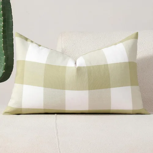 Vista 20 de vctops Fundas de almohada decorativas a cuadros azules de 12 x 20 pulgadas, funda de cojín lumbar de guingán para sofá, dormitorio