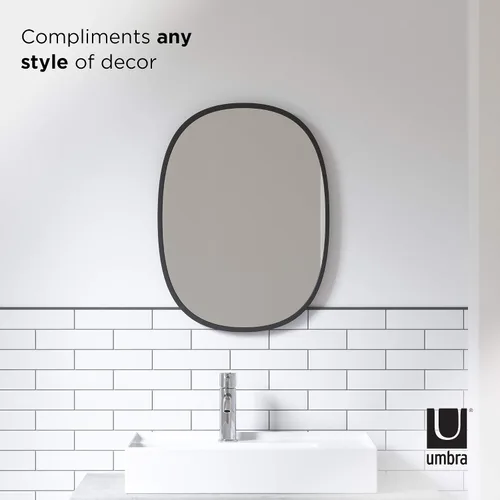Vista 6 de [Usado] Umbra Hub Oval Wall Mirror with Rubber Frame, Modern Room Decor for Entryways, Washrooms, Living Rooms and More, Black