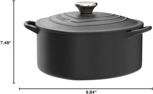 Vista 7 de Le Creuset Signature - Figura de corazón de hierro fundido esmaltado, 2 cuartos de galón, regaliz con perilla de acero inoxidable